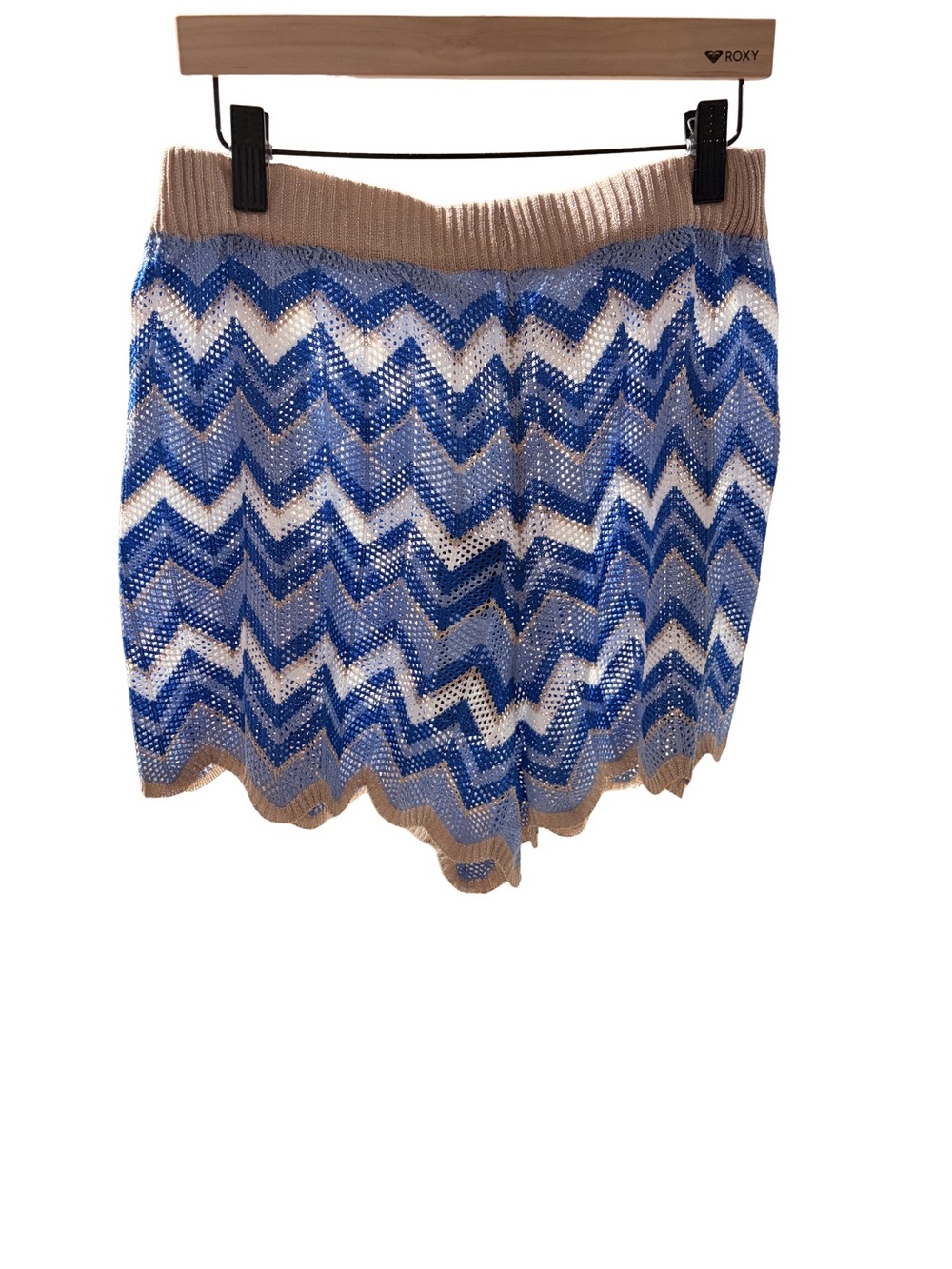 NWT Medium Beach-Ready Chevron Knit Coverup Shorts in Blue and Tan by Galita